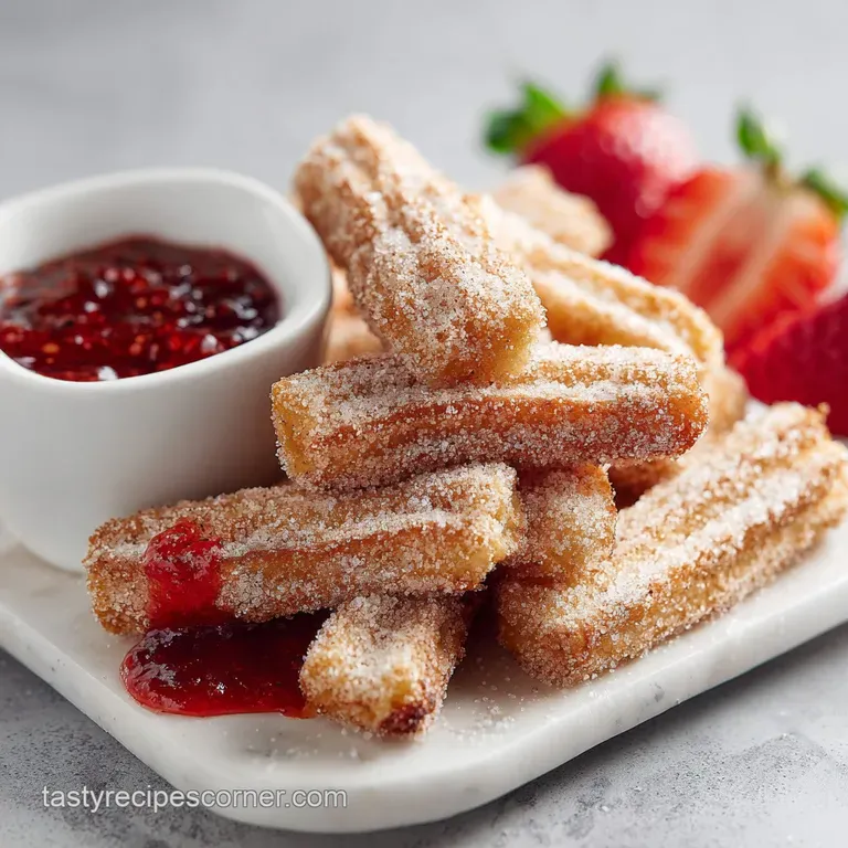 A small white bowl filled with warm churro bites, dusted with spice. A sprig of green mint adds a pop of color.