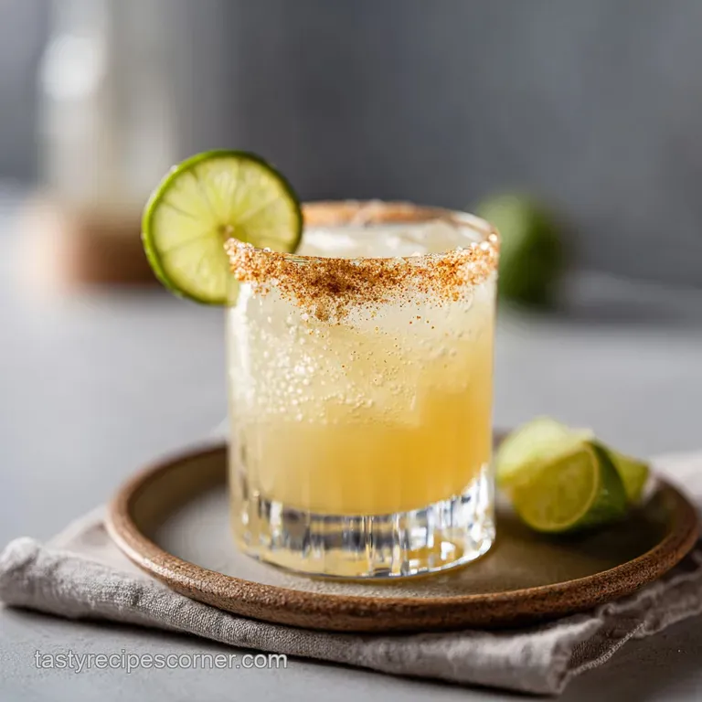 Elegant margarita in a stemmed glass, garnished with a lime wheel. Amber bourbon hues swirl within the clear cocktail.