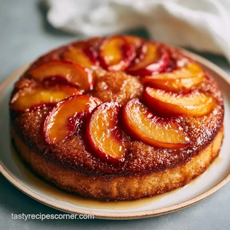 Old Fashioned Brown Sugar Peach Cake: Caramelized