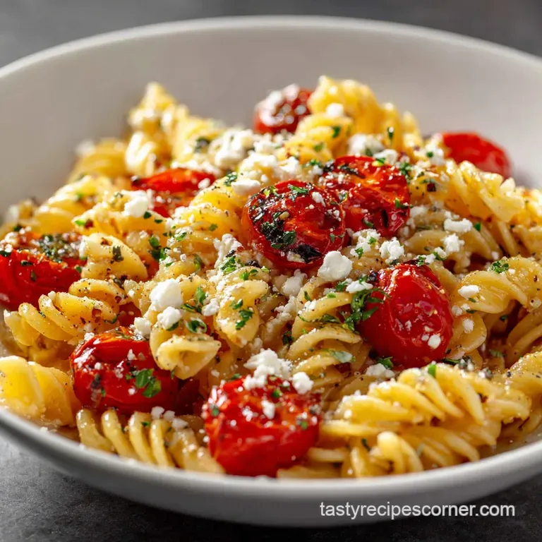 Cherry Tomato Recipes: the Best Burst Tomato Feta and Lemon Orecchiette presentation
