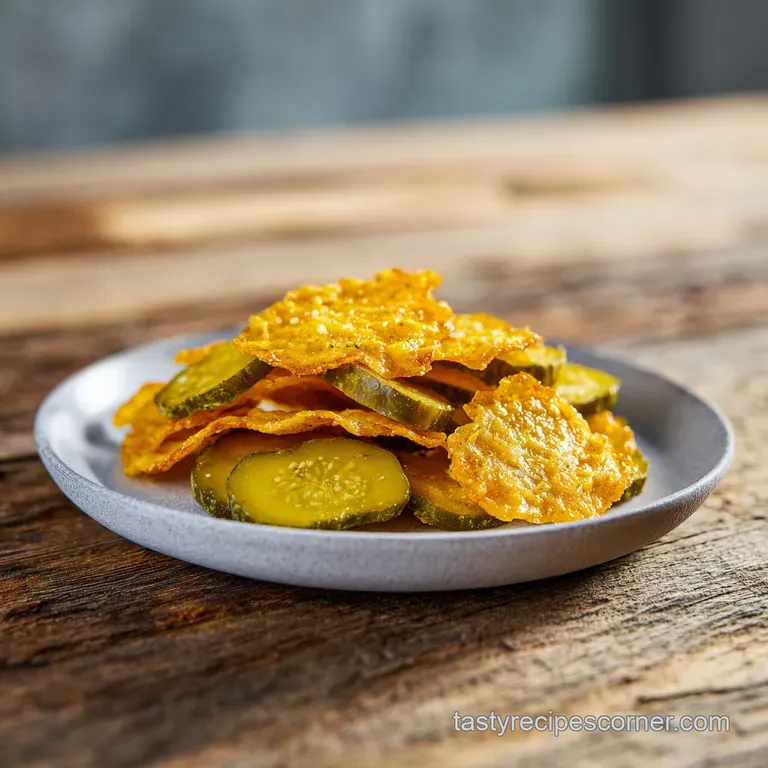 Cheddar pickle crisps arranged on a slate board, garnished with dill sprigs. The melted cheese looks rich and inviting.
