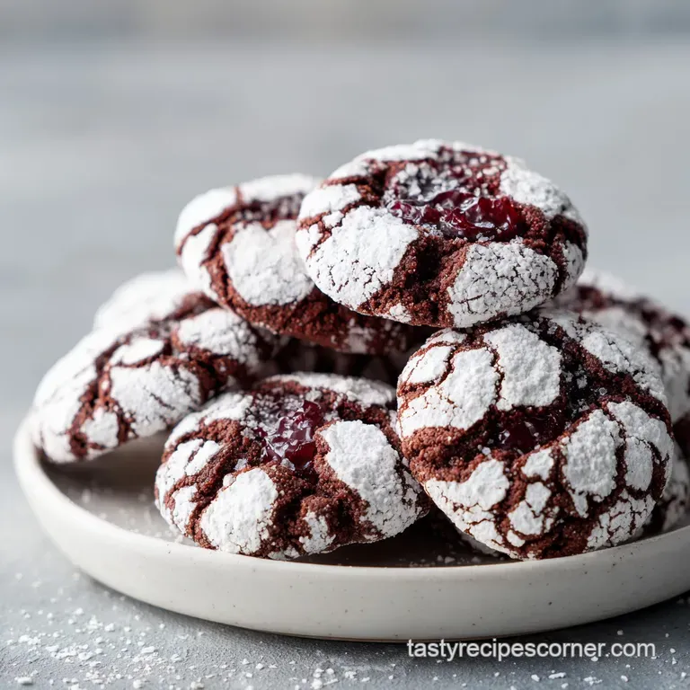 Soft Cherry Chocolate Crinkle Cookies