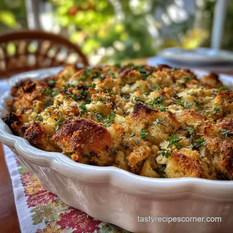 Elegant white bowl filled with a luscious, pale yellow custard sauce and tender chicken, garnished with vibrant green herbs.