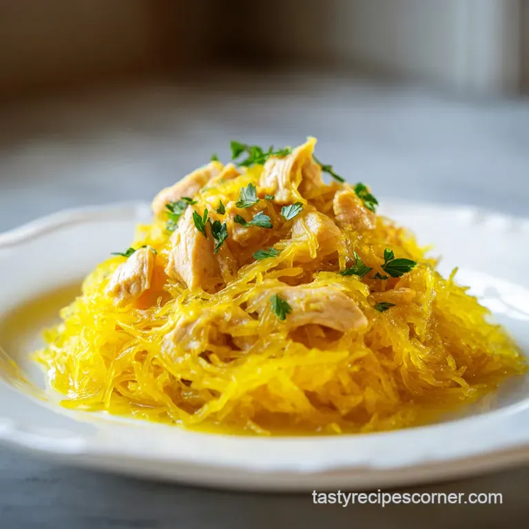 Chicken Spaghetti Squash with Creamy Garlic Sauce