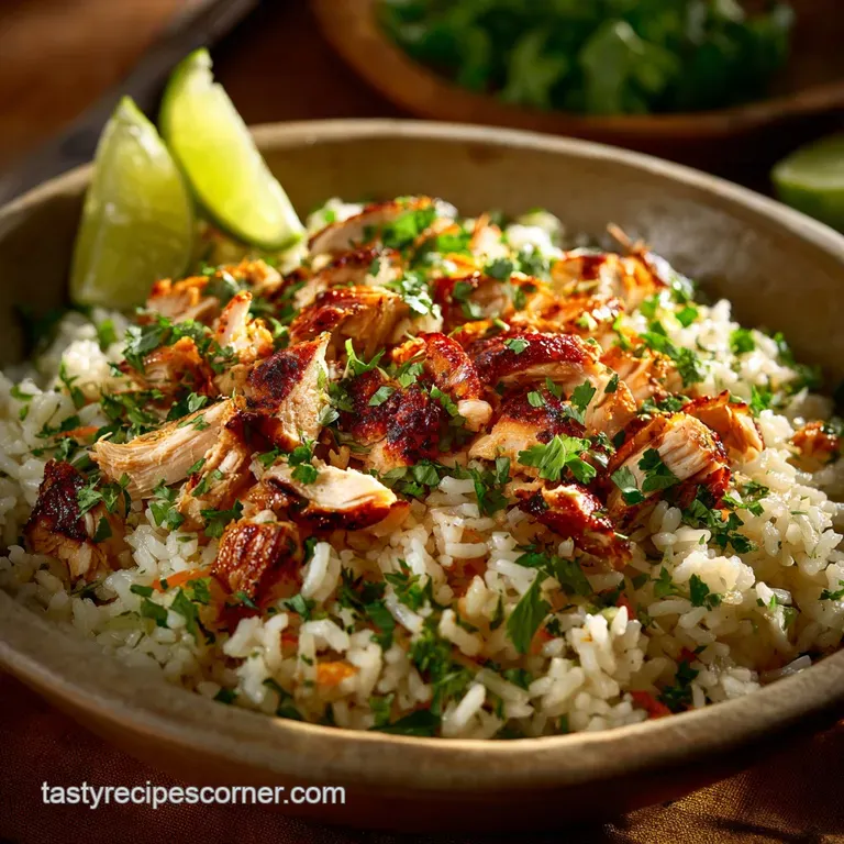 The Chipotle Bowl Recipe: Smoked Chicken Zesty Lime Rice presentation