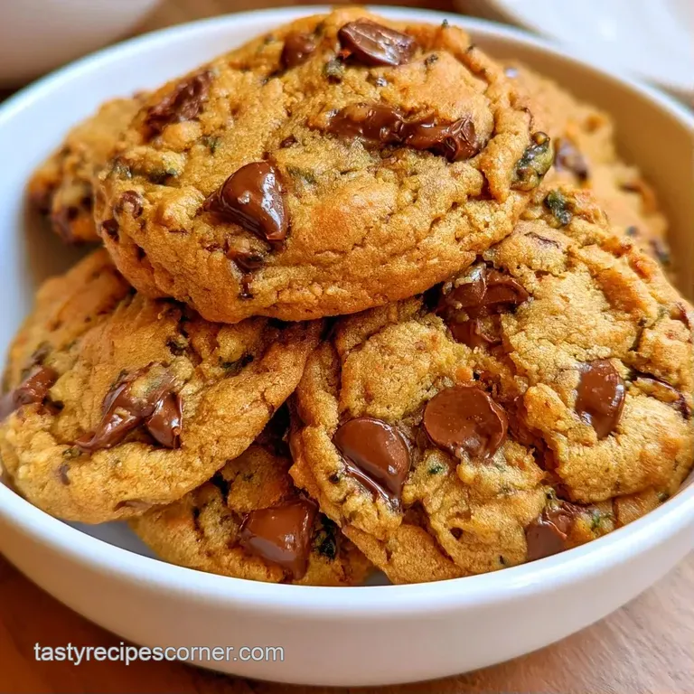 A stack of soft, tawny cookies with glistening chocolate chips on a white ceramic plate beside a glass of milk.
