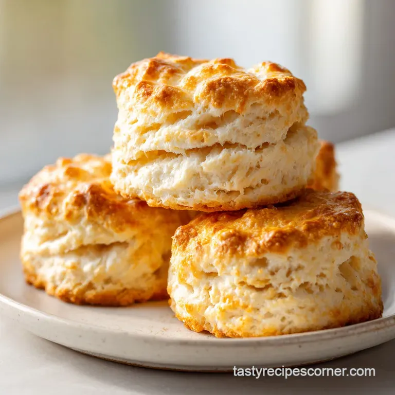 A single, perfectly browned biscuit, sliced open, reveals a soft, cheesy interior. Steam rises, promising a comforting war...