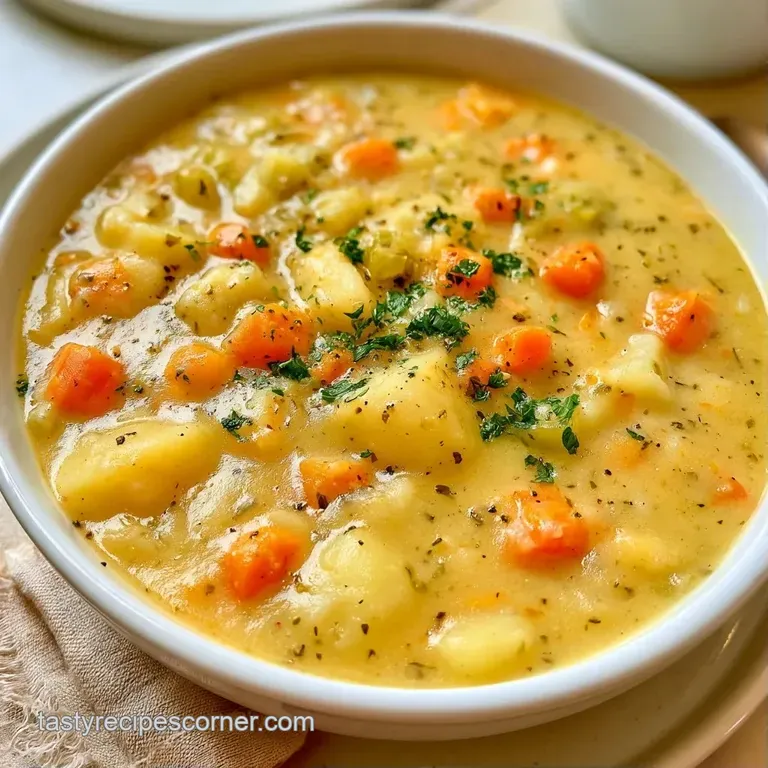 Thick white soup in a white porcelain bowl, elegantly drizzled with golden olive oil and a pinch of red paprika.