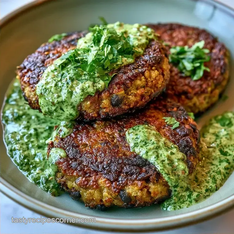 Black Bean Cakes with Spicy Cilantro Sauce