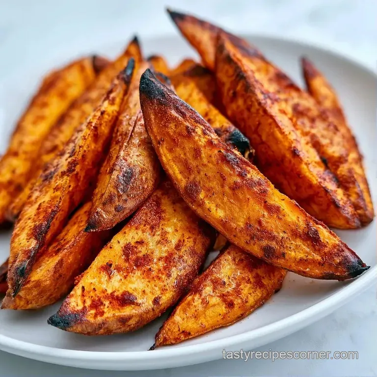 A neat stack of amber-hued wedges paired with a small bowl of creamy garlic aioli on a minimalist white plate.
