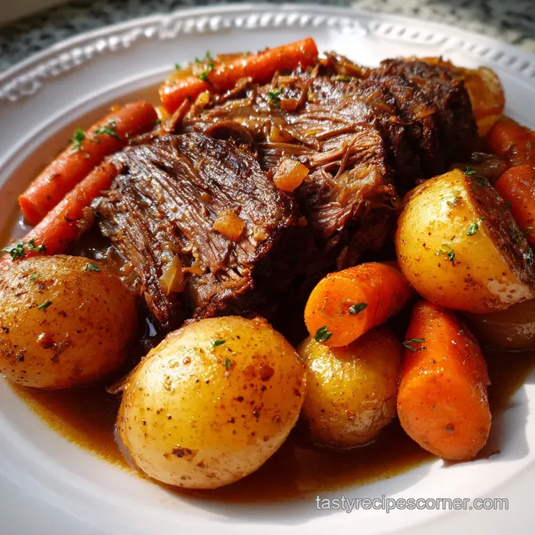 Mouthwatering Crock Pot Au Jus Pot Roast with Carrots
