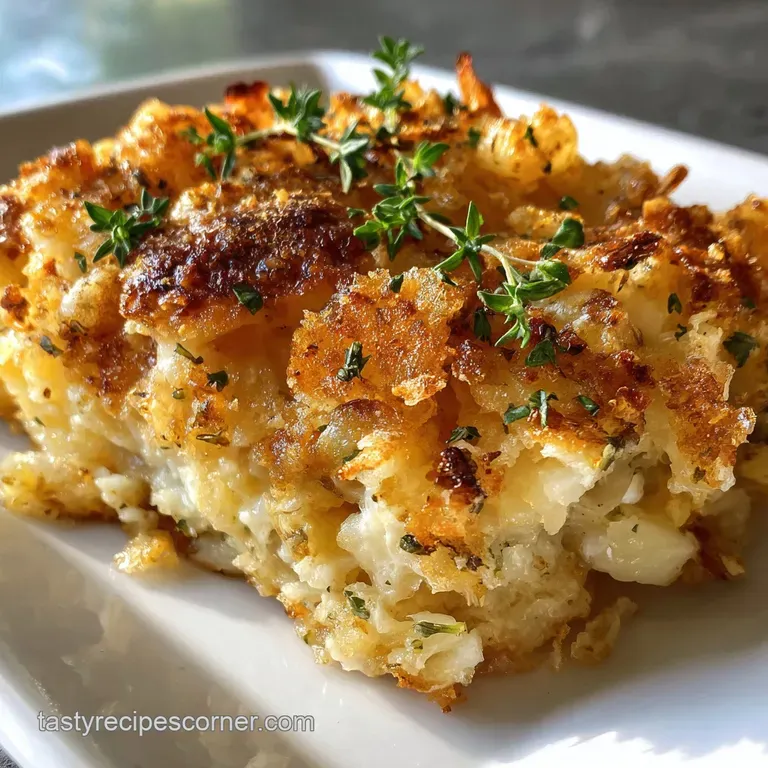 Crockpot Hashbrown Casserole with Cornflake Crust