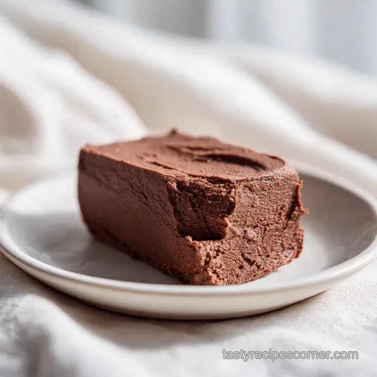 Glossy dark chocolate fudge squares artfully arranged, dusted with cocoa powder, a hint of luxury.