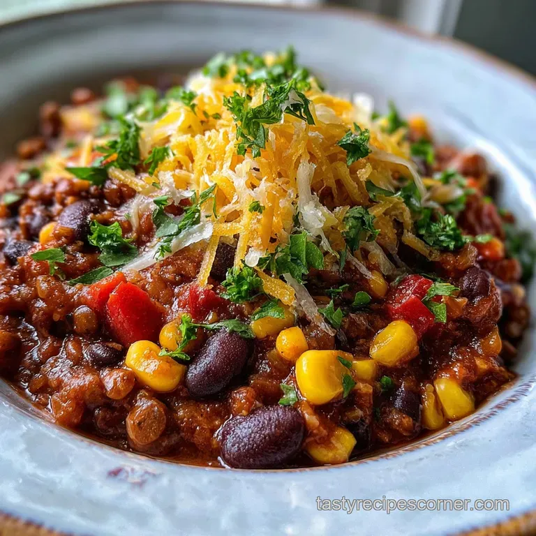 Easy Crockpot Lentil Taco Chili