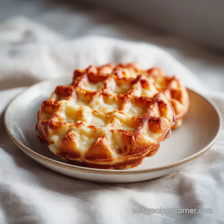 A perfectly golden chaffle crown, dusted with herbs, nestled beside a vibrant salad.