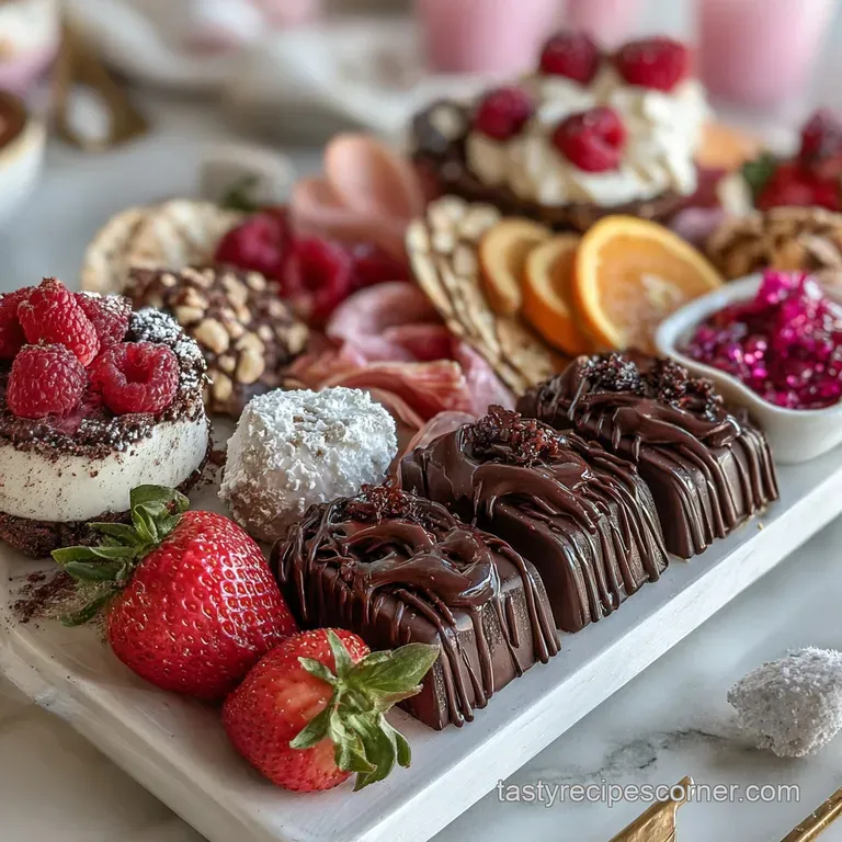 Galentines Dessert Charcuterie Board with Chocolate