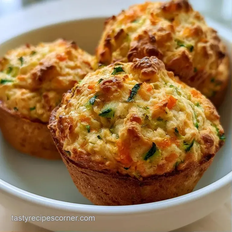 Hearty golden-brown muffins stacked on a white plate, paired with a linen napkin and a small sprig of fresh mint.