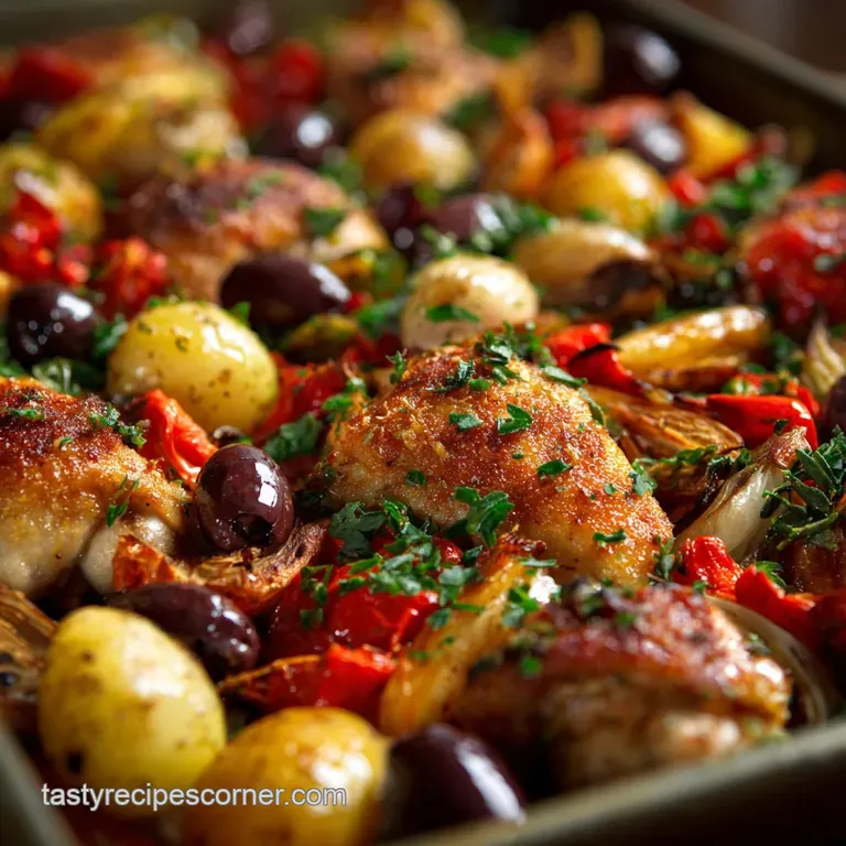 Healthy Chicken Recipes: Zesty Mediterranean Traybake for Busy Weeknights presentation