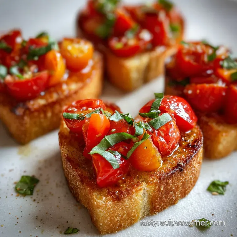 Delicious Valentines Day Finger Food Idea with Heart-Shaped Bruschetta