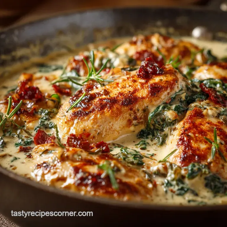 Keto Chicken: Cheesy Creamy Tuscan Comfort Dinner presentation