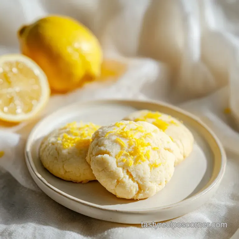 Three thin, golden-yellow lemon crisps stacked neatly on a white ceramic plate with a slice of fresh lemon.