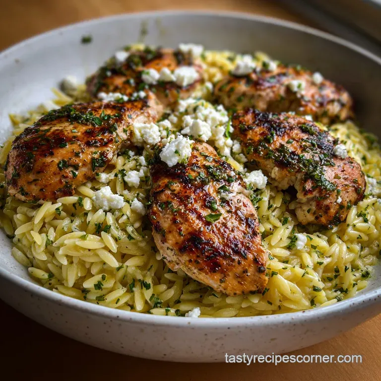 Orzo Recipe: Creamy Lemon Chicken with Feta presentation
