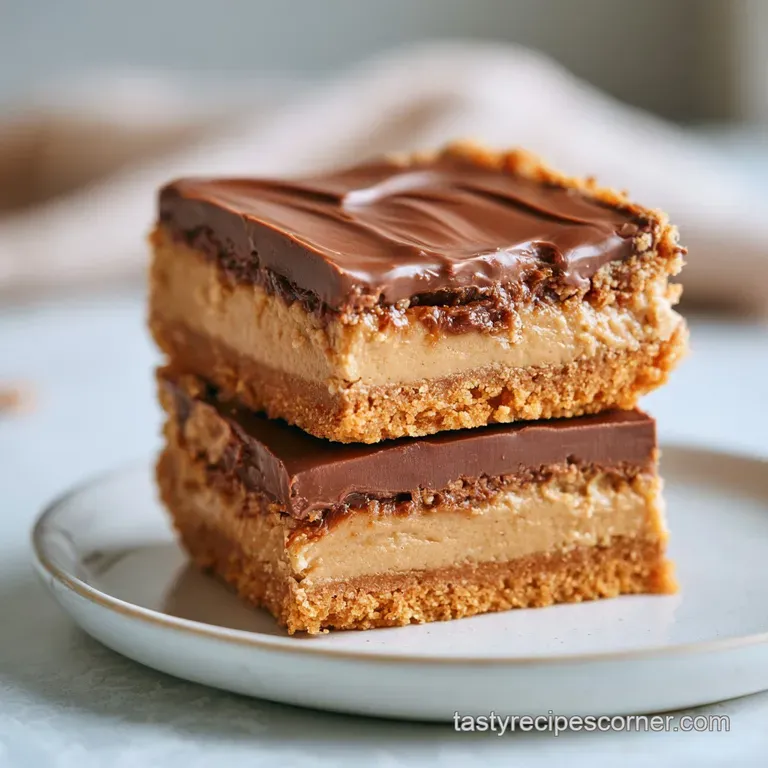A single square of fudgy tan treat on a white ceramic plate, drizzled with chocolate and a pinch of flaky sea salt.