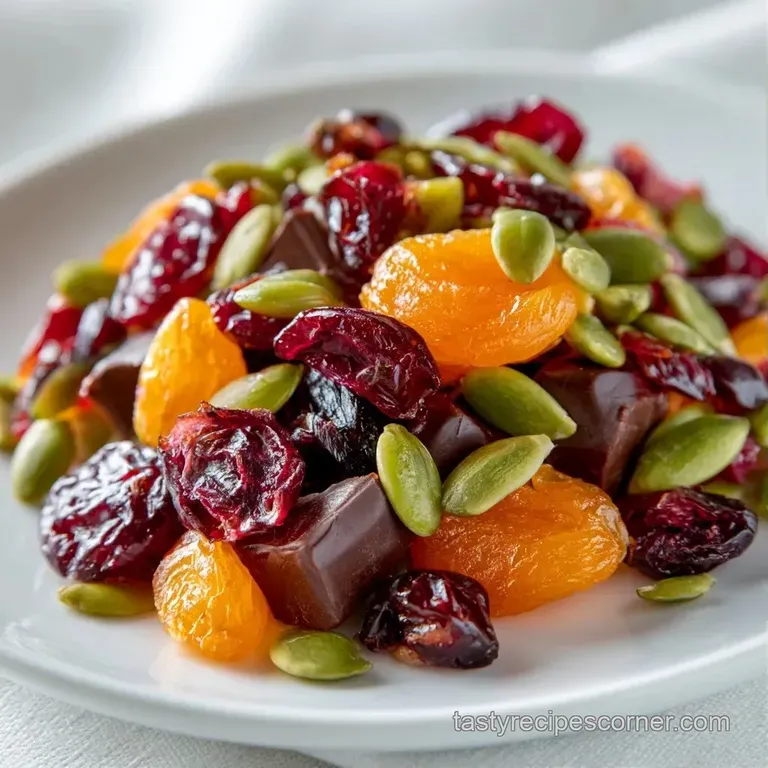 A vibrant medley of toasted seeds and dried fruits scattered artfully on a rustic linen cloth with a wooden spoon.