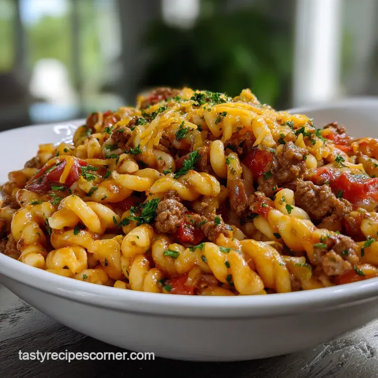 Taco Pasta: One-Pot Zesty Cheesy Delight presentation