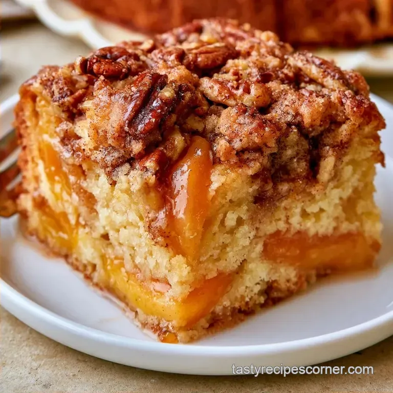 Peach Cobbler Coffee Cake with Pecan Streusel