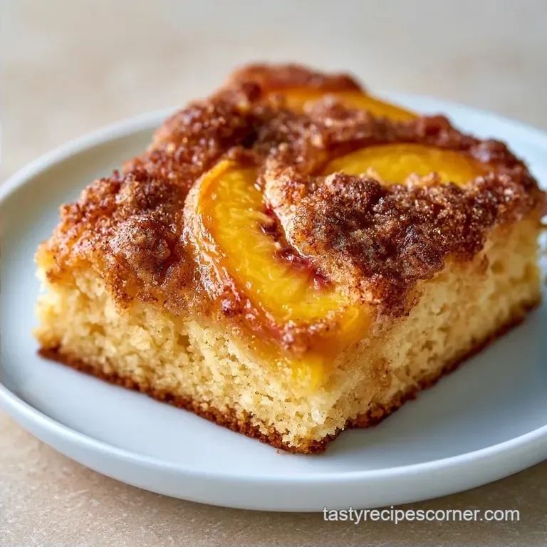 Old Fashioned Peach Coffee Cake with Cinnamon Crumble