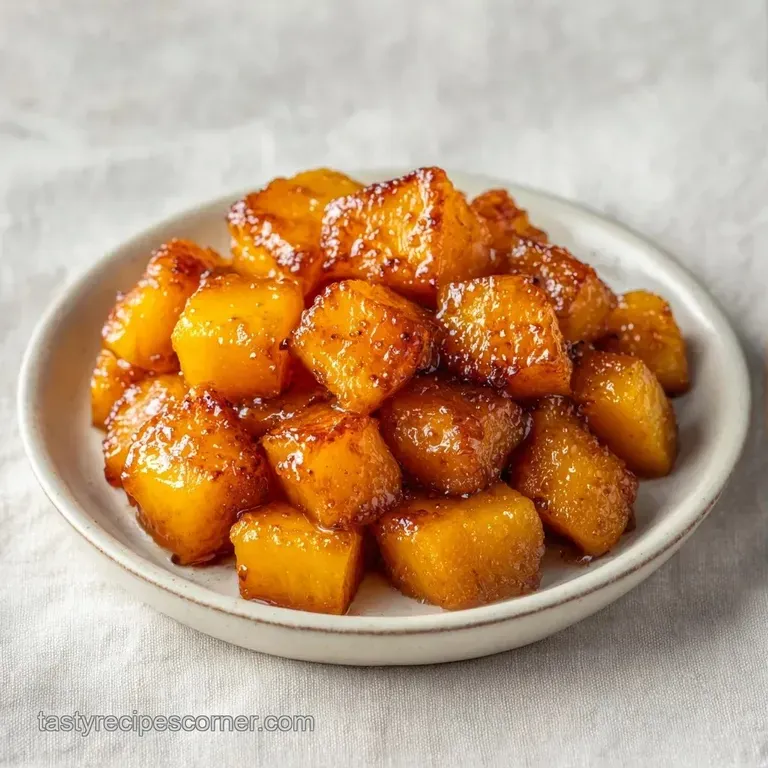 Piled orange squash cubes in a minimalist white ceramic bowl, garnished with fresh green parsley and sea salt.