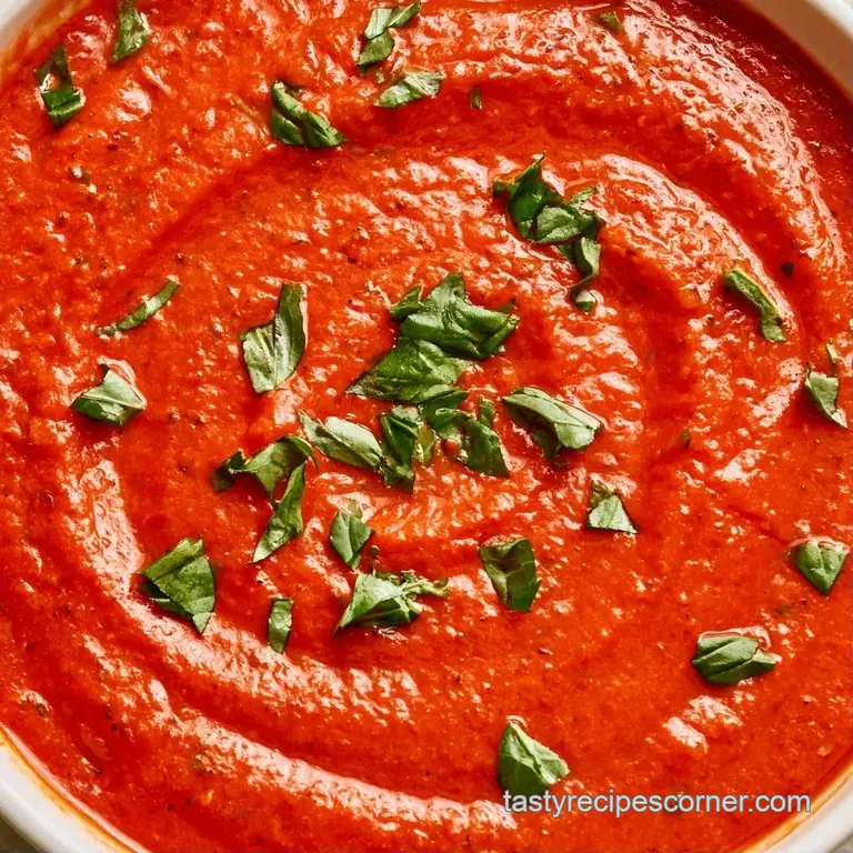 A sleek white ceramic bowl of vibrant red soup paired with a golden grilled cheese on a rustic wooden table.