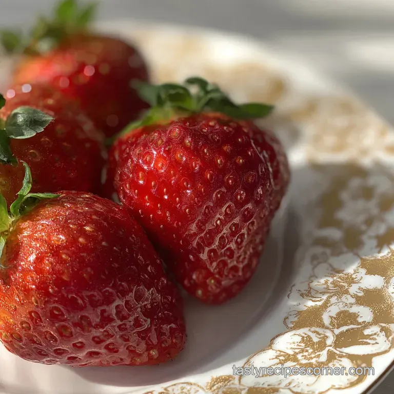 Elegant display of rose-gold dipped strawberries with a subtle sheen, arranged in a gradient of pinks and golds on a platter.