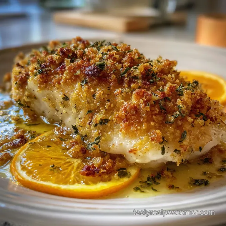 Orange Roughy Baked with Zesty Lemon Crumble presentation