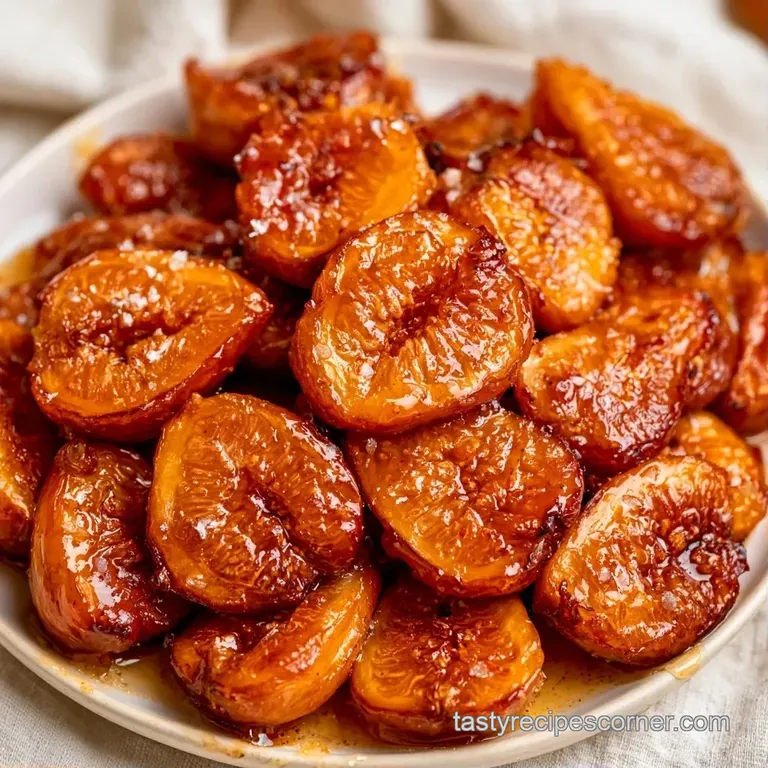 Warm, caramelized roasted figs with jammy red centers and honey glaze, elegantly plated on a white ceramic dish.