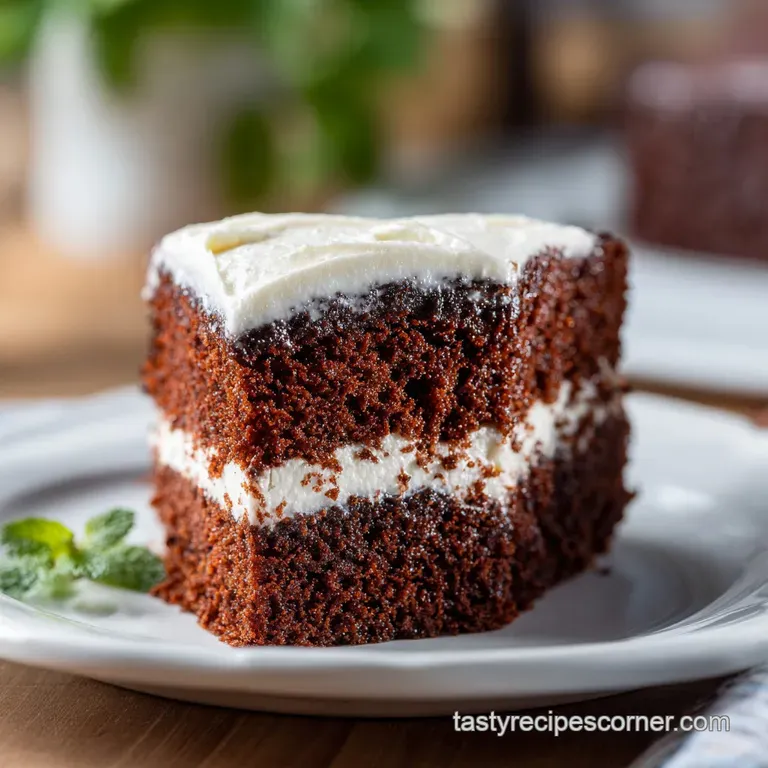 Slice of Smith Island cake on a white plate, showcasing the delicate layers of cake and frosting with a dusting of powdere...