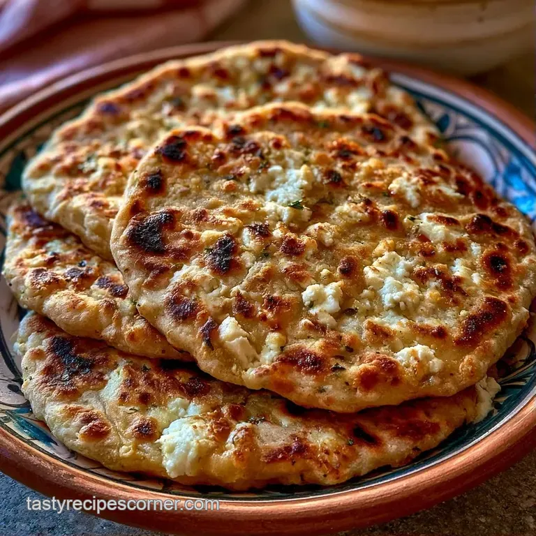 Stack of toasted flatbreads on a ceramic plate with a side of cool white yogurt and zesty green mint chutney.