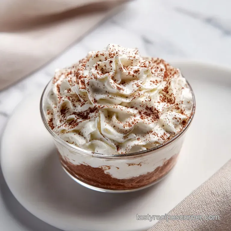 Elegant tiramisu parfait, creamy layers, coffee-soaked ladyfingers, dusted cocoa, served in a stemmed glass on a linen nap...